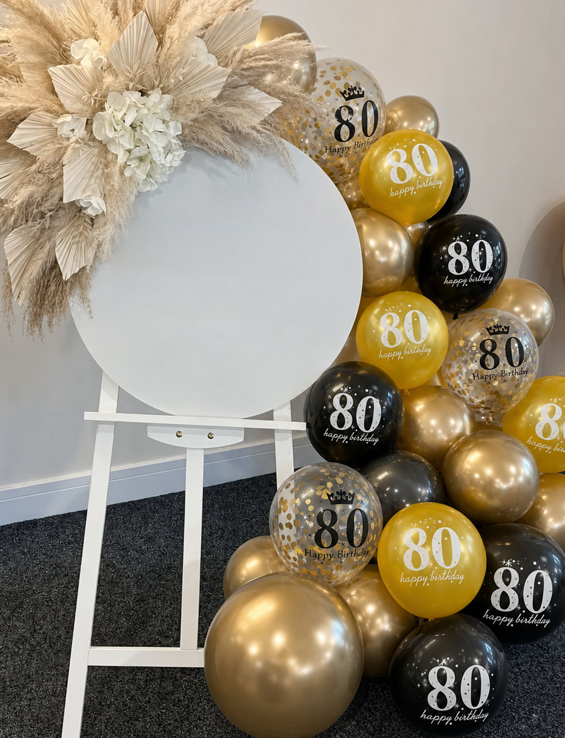 80th Birthday Balloons, 24 Pcs Black Gold Balloons for Men & Women 12 Inch Black and Gold Birthday Balloons, Gold Confetti Latex Balloons, 80th Birthday Decorations for Him & Her