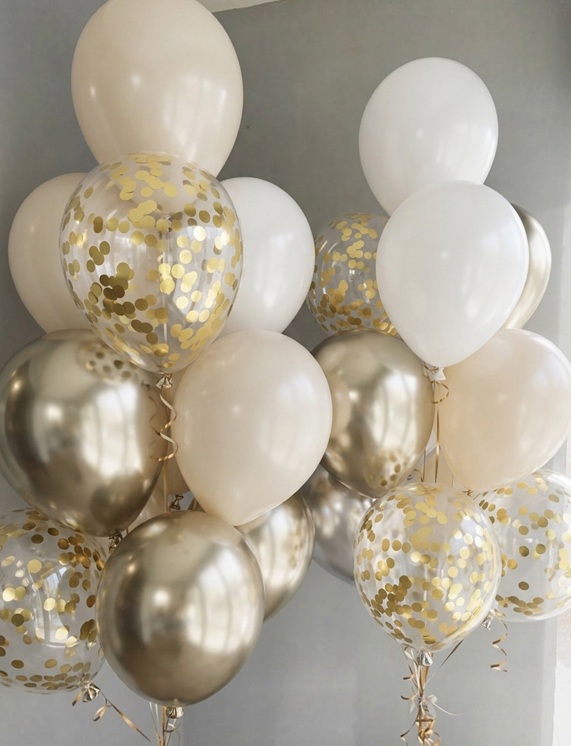 White and Gold Balloons - 12Inch Gold and White Balloons for Wedding 50Pcs White and Gold Balloons with Gold Confetti Balloon Wedding Balloons for Birthday Baby Shower Engagement Party Decor