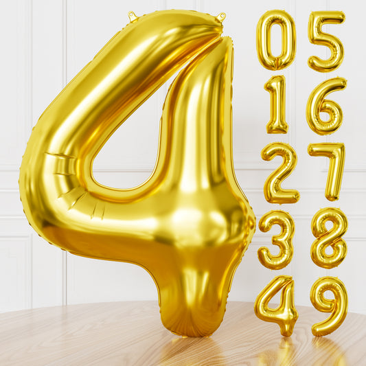 Gold Number 4 Balloon – 40 Inch Giant Foil Number Balloon, Gold Number Balloons for Men Women Boys Girls Birthday Graduation Anniversary Party Decorations