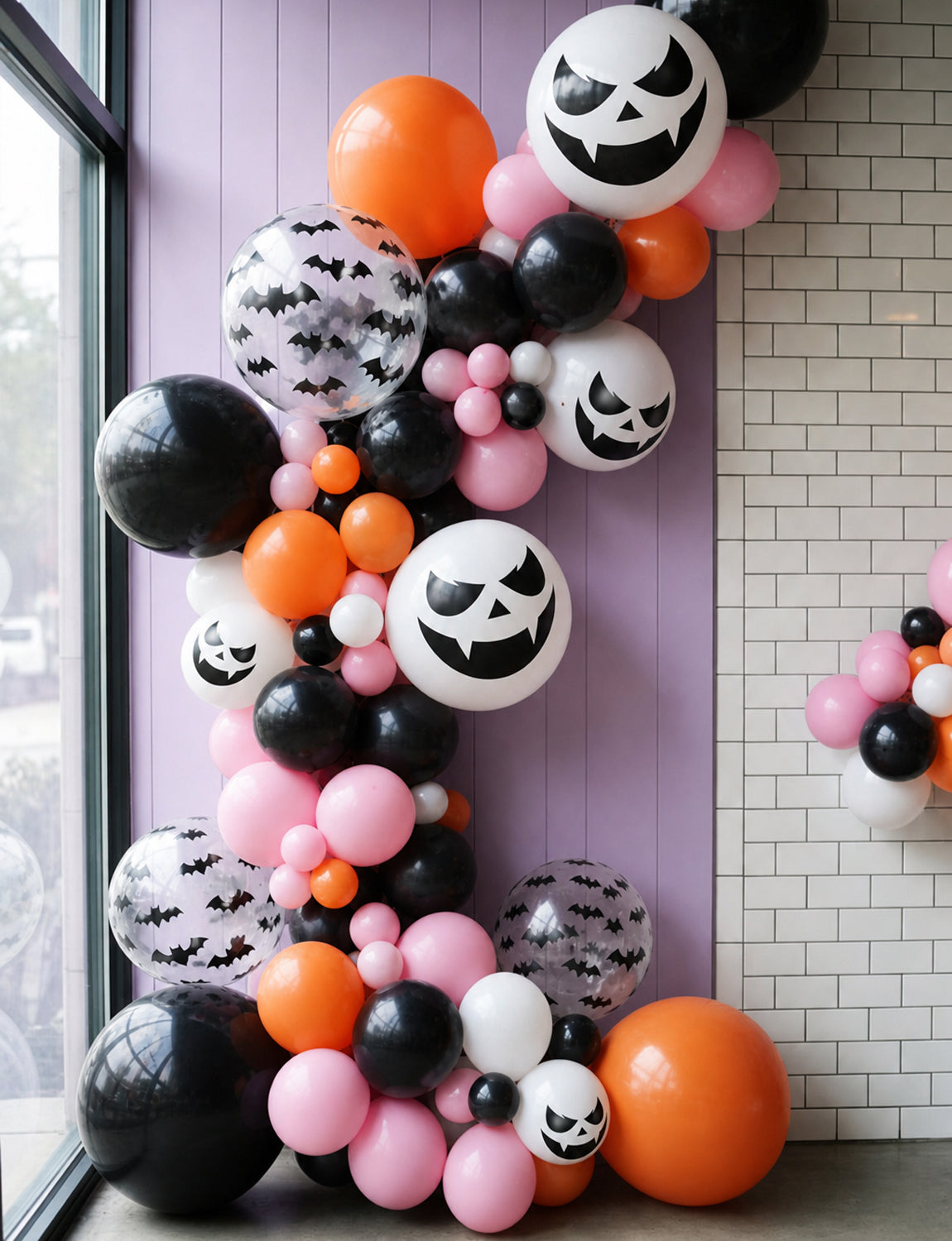 Halloween Balloons, Pink Orange Black Balloons for Halloween Decor 50 Pcs 12 Inch Halloween Latex Balloons, Bat Ghost Print Balloons for Girls Halloween Spooky One Scary Party Decorations