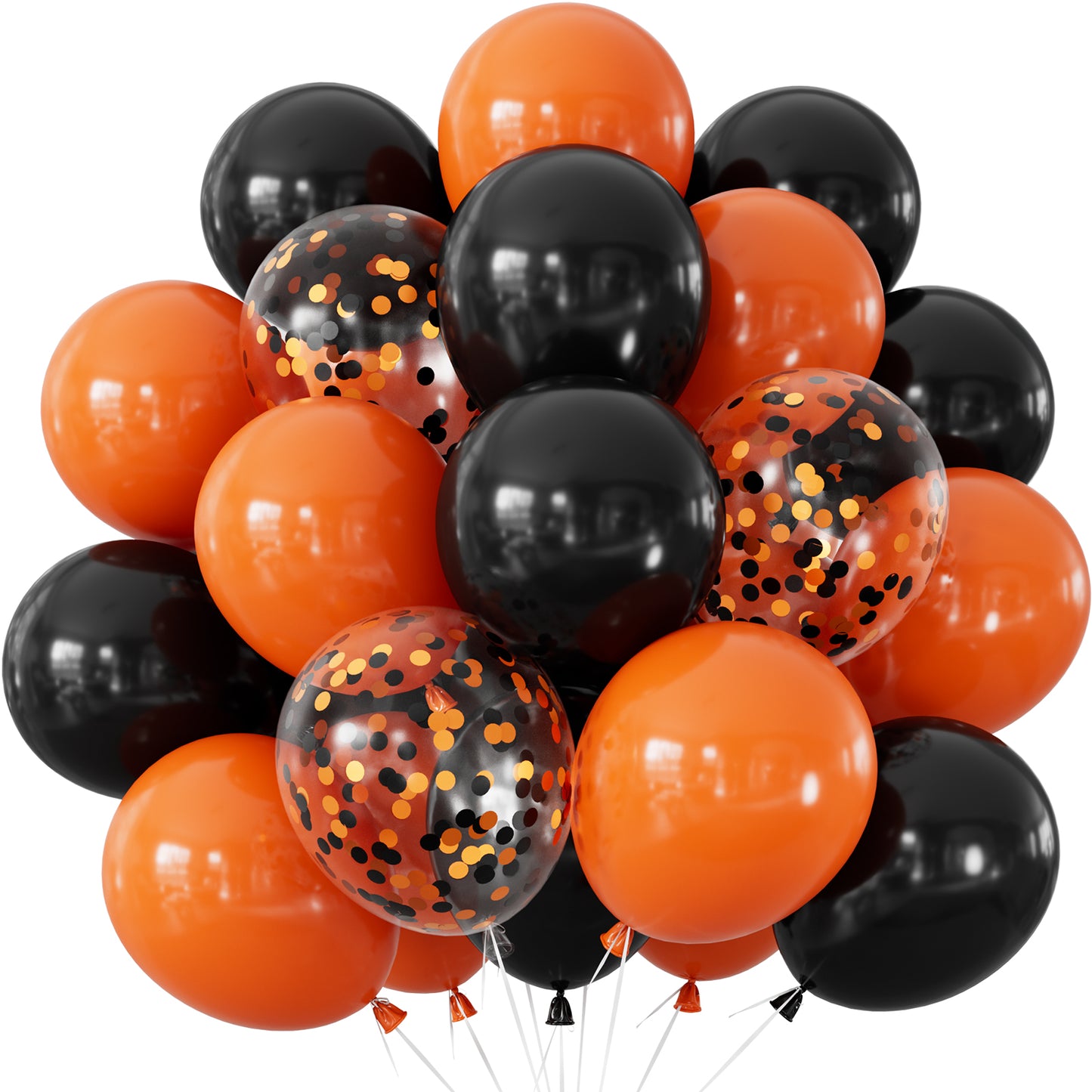 Black and Orange Balloons with Confetti Balloons for Halloween Party 50Pcs 12Inch Orange and Black Latex Balloons with Ribbon Halloween Balloons for Birthday Halloween Spooky Party Decorations