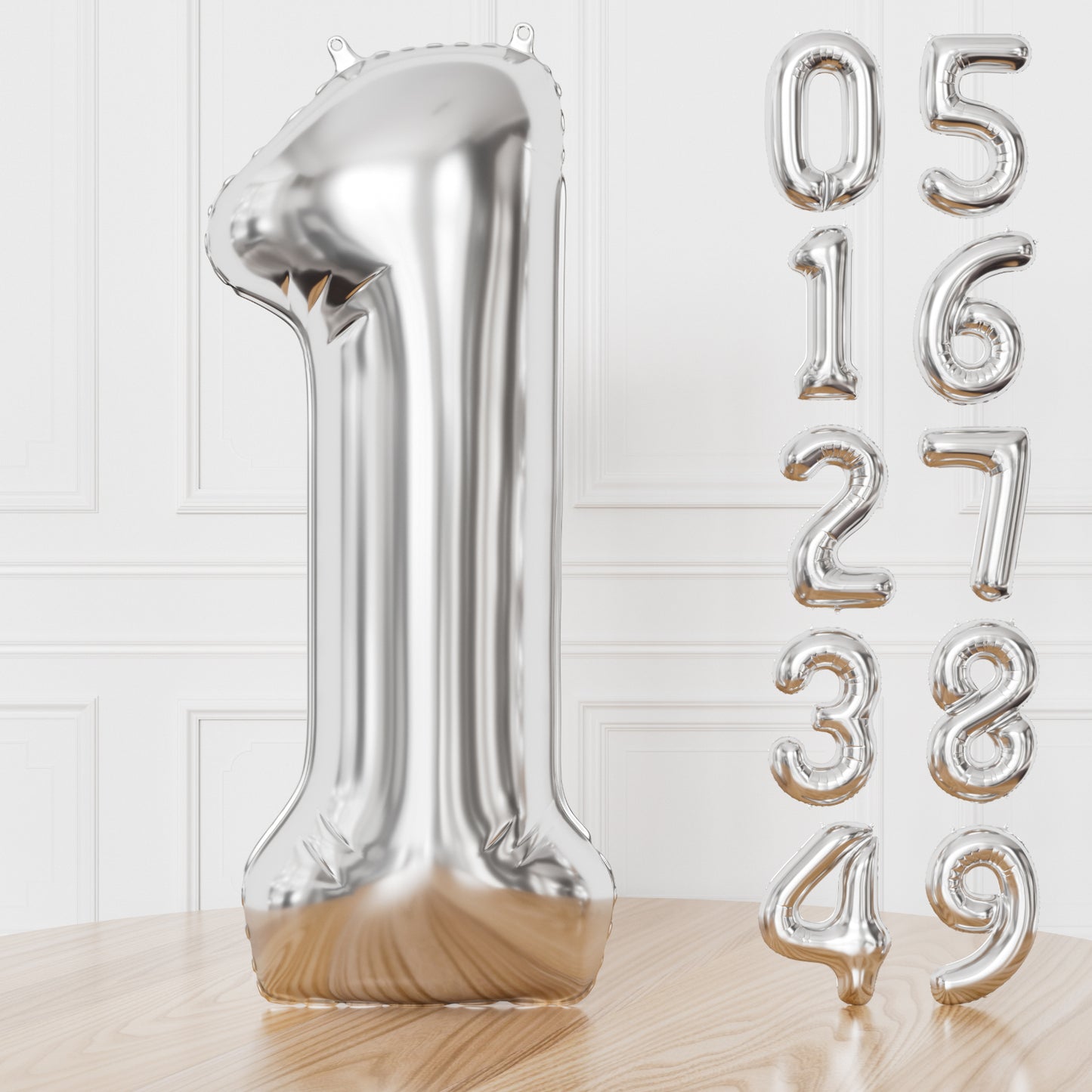 Silver Number 1 Balloon – 40 Inch Giant Foil Number Balloon, Large Silver Number Balloons for Men Women Boys Girls Birthday Graduation Anniversary Party Decorations