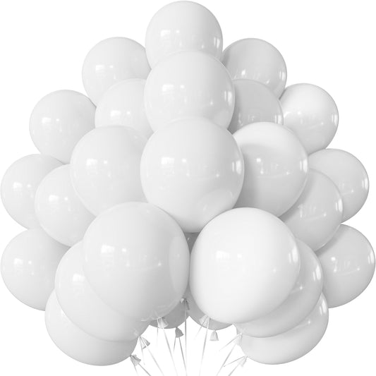 Adeyoo White Balloons Latex Party Balloons - 12 Inch White Balloon Round Party Balloon for Birthday Wedding Baby Shower Birthday Anniversary Bachelorette Party Decorations, Photo Backdrop Supplies