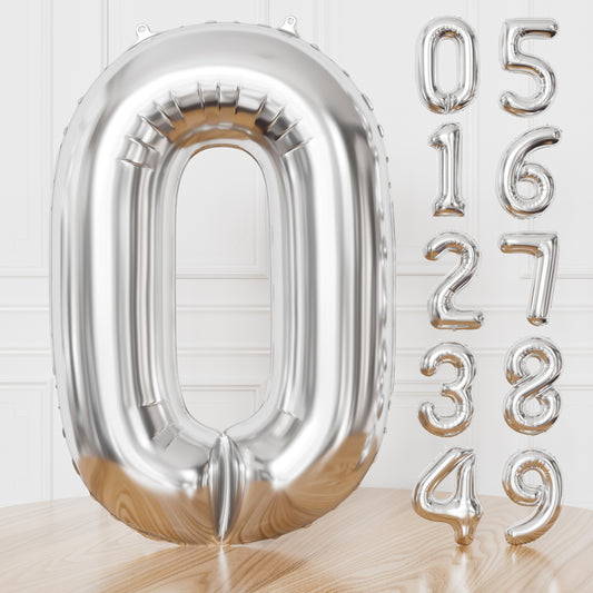 Silver Number 0 Balloon - 40 Inch Number BalloonLarge Silver Foil Balloons for Men Women Boys Girls Birthday Baby Shower Party Decorations