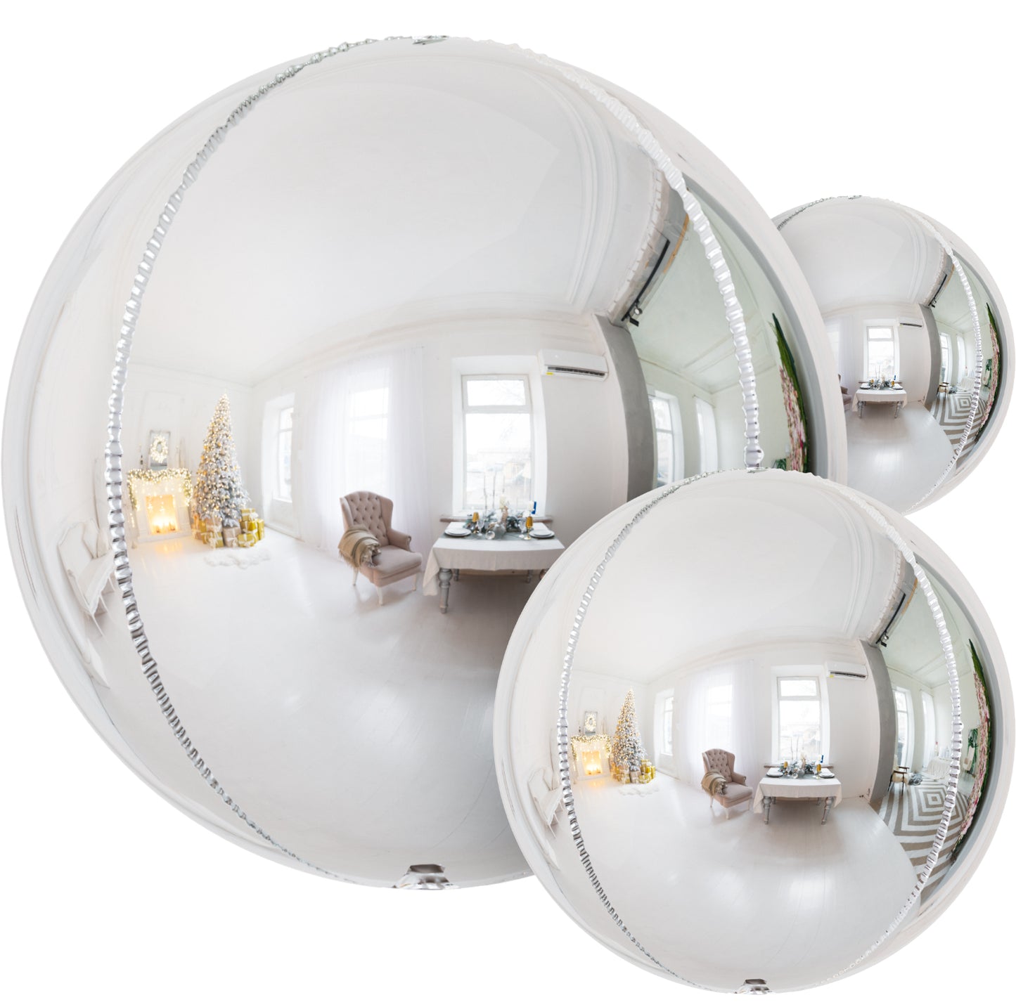 Silver Foil Balloons, 22" 18" 10" 4D Metallic Silver Balloons,14 Pcs Round Mylar Ball Balloons, Different Sizes Mirror Foil Balloon for Birthday Graduation Wedding Disco Party Decorations
