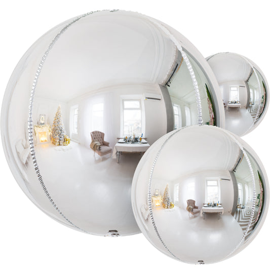 Silver Foil Balloons, 22" 18" 10" 4D Metallic Silver Balloons,14 Pcs Round Mylar Ball Balloons, Different Sizes Mirror Foil Balloon for Birthday Graduation Wedding Disco Party Decorations
