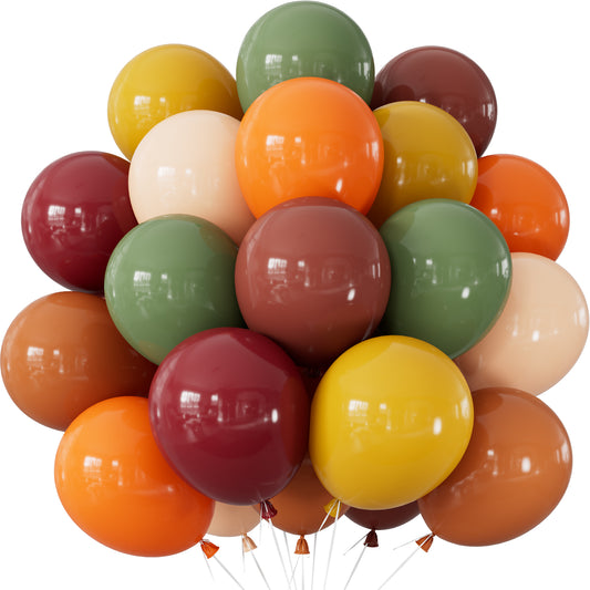 Adeyoo Thanksgiving Balloons, 50Pcs 7-Color Fall Balloon Set, Harvest Decor