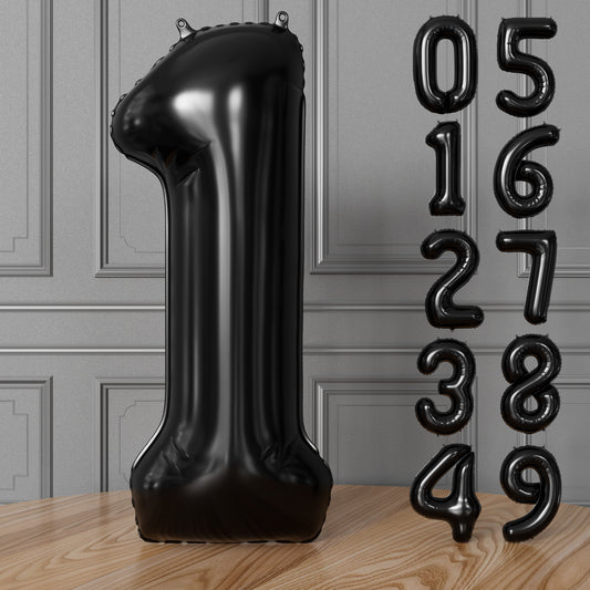 Adeyoo Black Number 1 Balloons – 40 Inch Giant Foil Number Balloon, Black Big Number Balloon for Men Women Boys Girls Birthday Graduation Anniversary Party Decorations