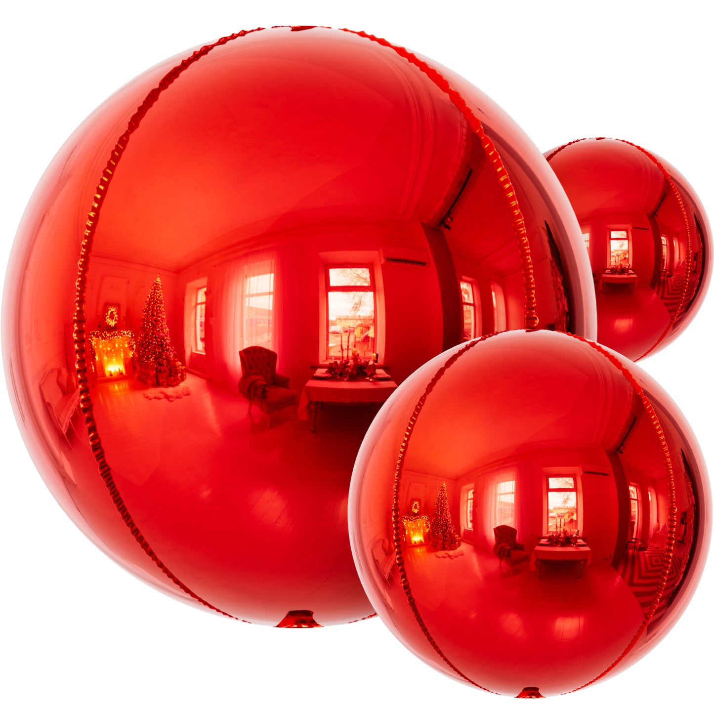 Red Foil Balloons, 22" 18" 10" 4D Round Metallic Red Mylar Balloons 14 Pcs Metallic Birthday Balloons, Different Sizes Mirror Foil Balloon for Birthday Anniversary Wedding Christmas Party Decor