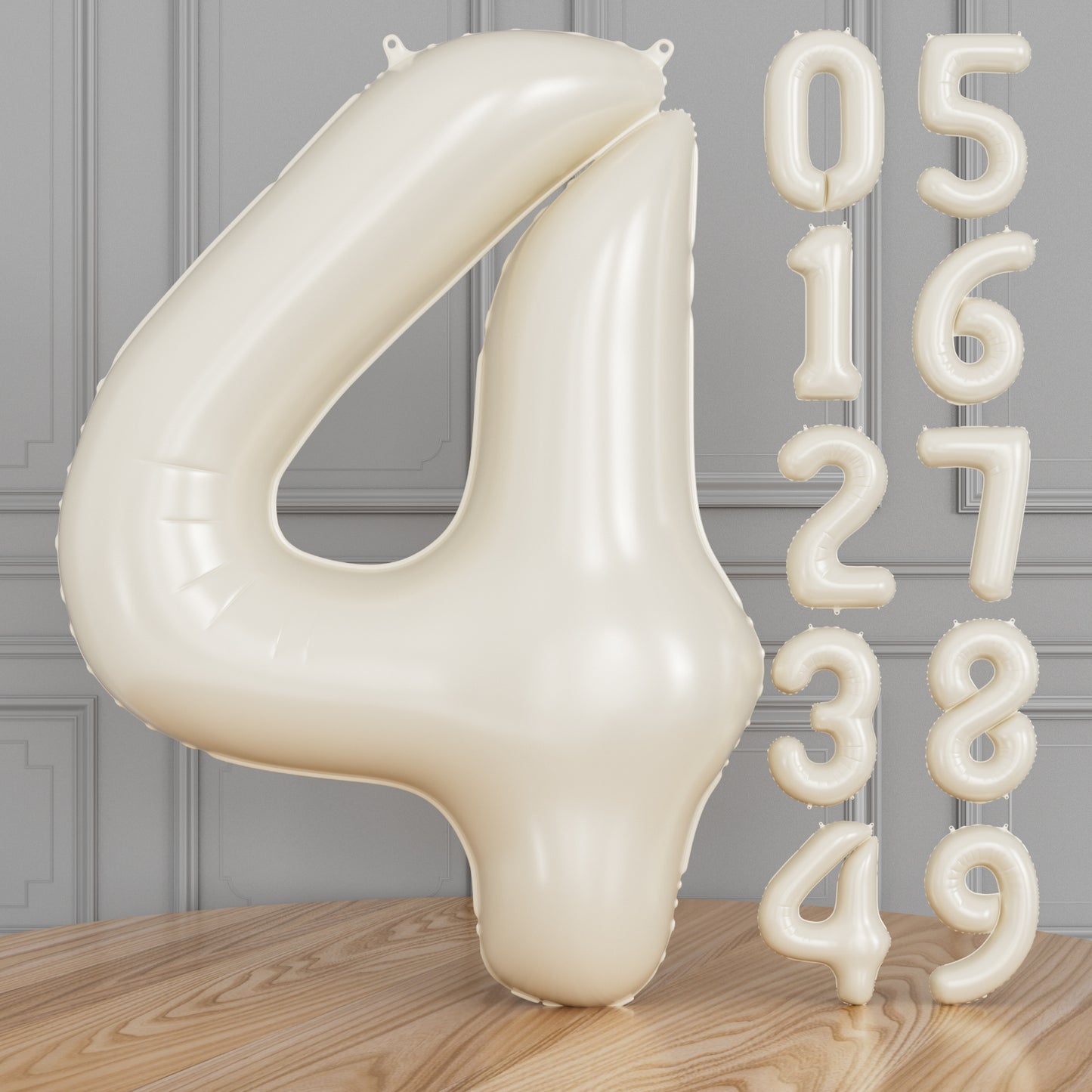 Adeyoo Cream Number 4 Balloons – 40 Inch Giant Foil Number Balloon, Light Cream Number Balloon for Birthday Anniversary Baby Shower Party Decorations