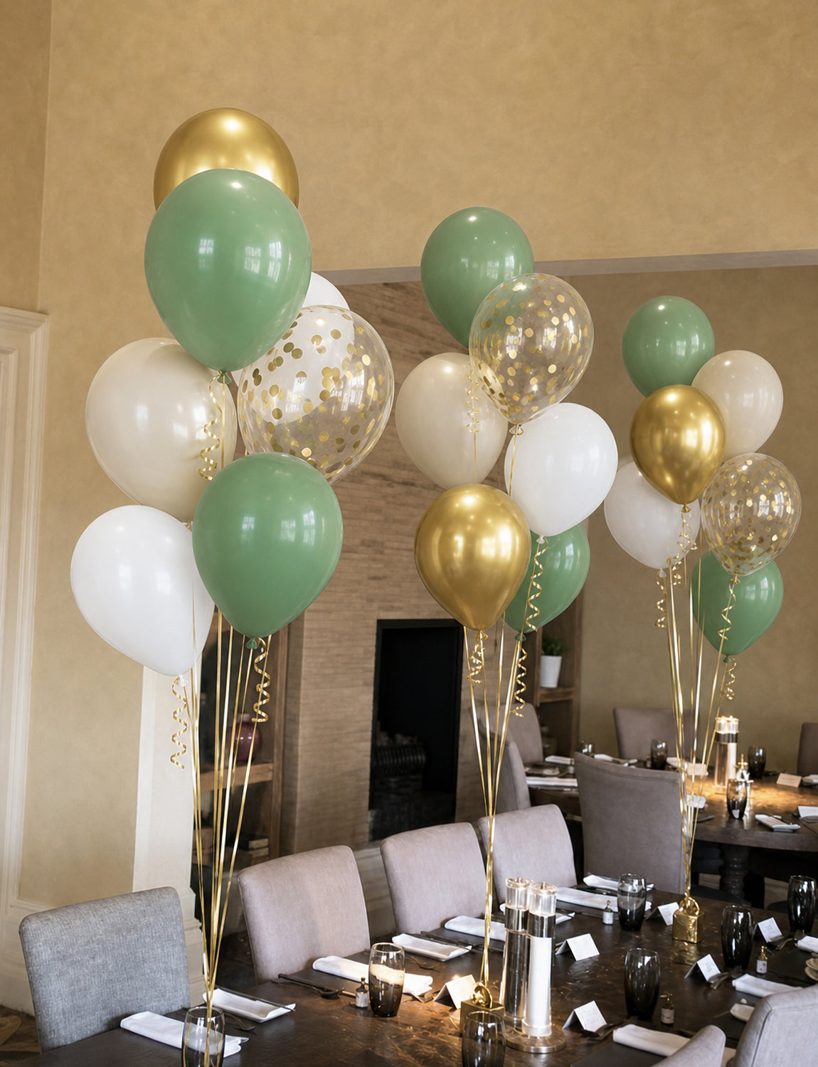 Sage Green and Gold Balloons, 12 Inch Sage Green White Gold Balloons 50 Pcs Sage Green and White Balloons, Cream Balloons, Gold Confetti Balloon for Birthday Jungle Theme Baby Shower Party Decor