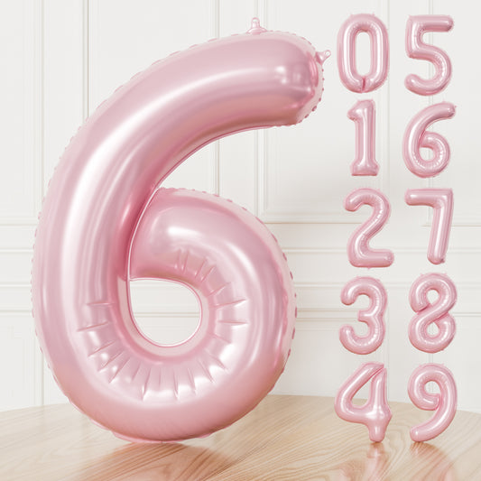 Adeyoo Pink Number 6 Balloons – 40 Inch Giant Foil Number Balloon, Light Pink Number Balloon for Girls Birthday, Baby Shower & Princess Theme Party Decorations
