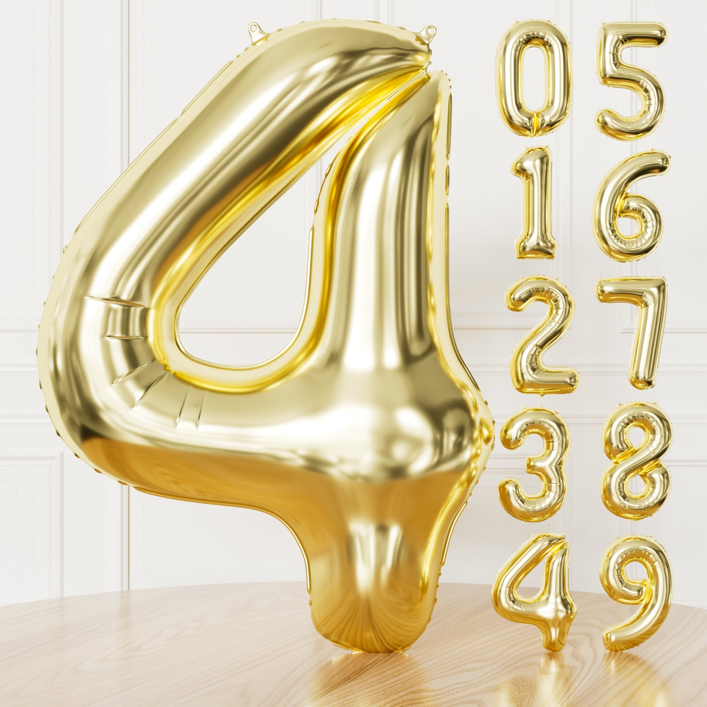 Adeyoo Number 4 Balloon Champagne Gold - 40Inch Number Balloons 0-9 Set, Large Self Inflating Digital 4 Helium Balloon for Girls Boys Birthday Anniversary Party Decorations