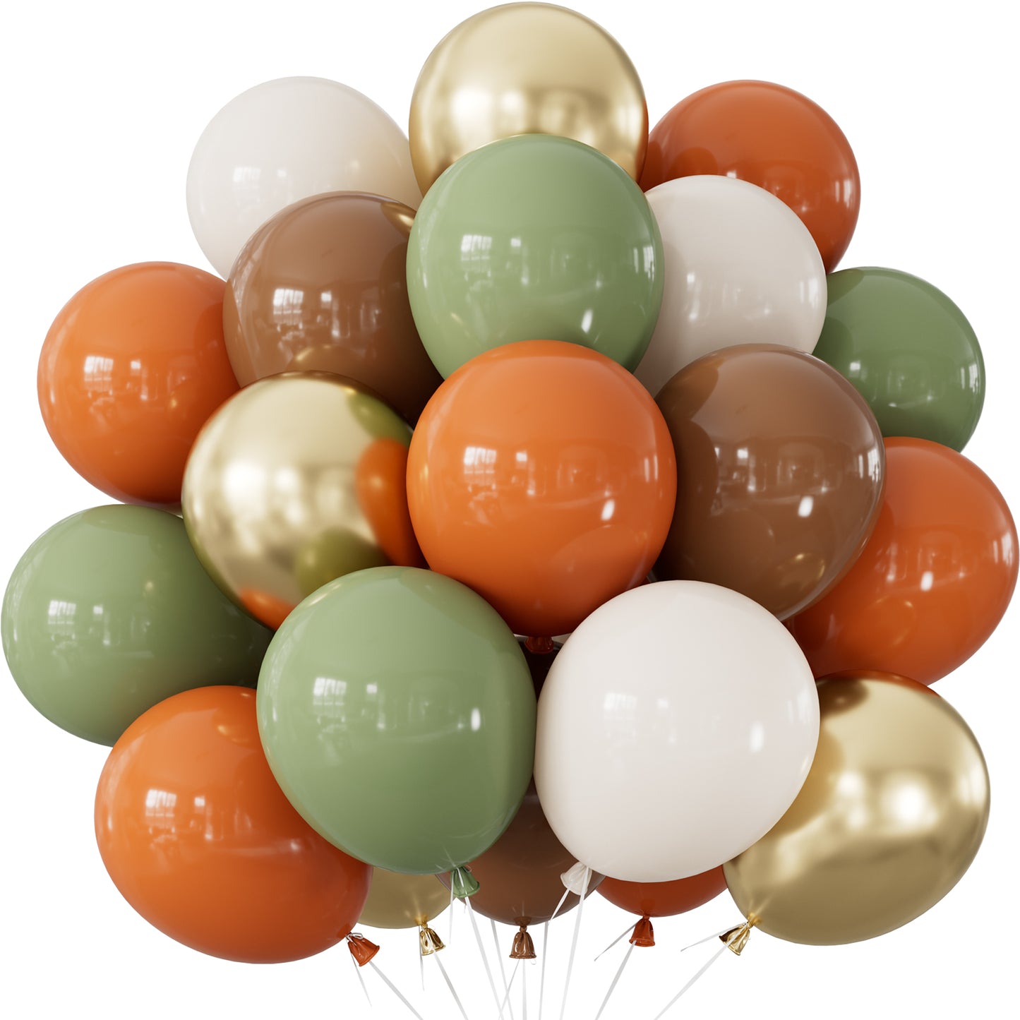 Fall Balloons, Sage Green and Orange for Thanksgiving Harvest Decor | 50 PCS 12 Inch Sage Green Balloons with Burnt Orange, Beige, Brown, Gold for Autumn Birthday Jungle Safari Party Decorations
