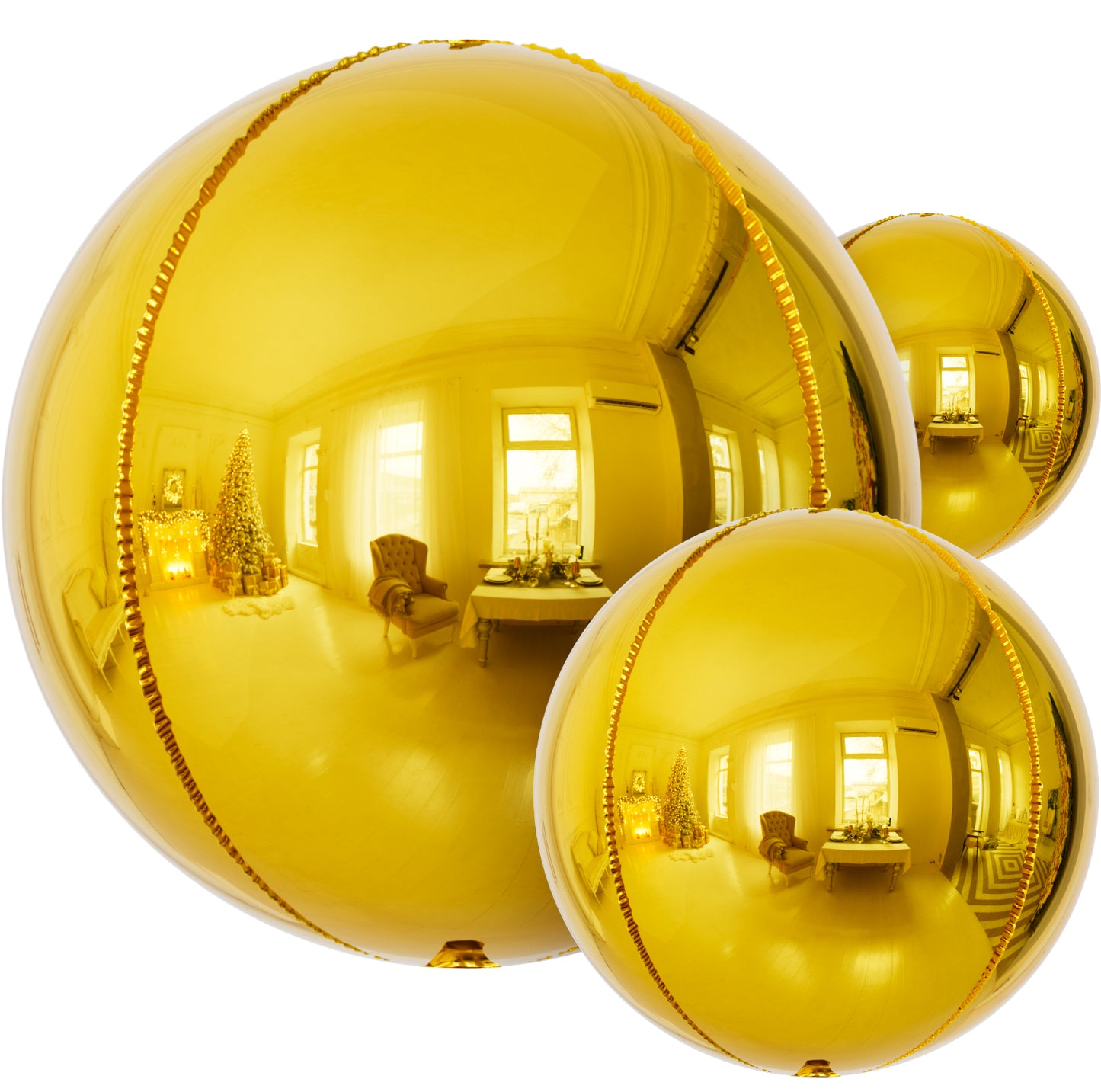 Gold Foil Balloons, 22" 18" 10" 4D Round Mylar Gold Balloon, 14 Pcs Metallic Gold Balloons, Different Sizes Mirror Foil Balloons for Birthday Graduation Christmas Wedding New Years Party Decor