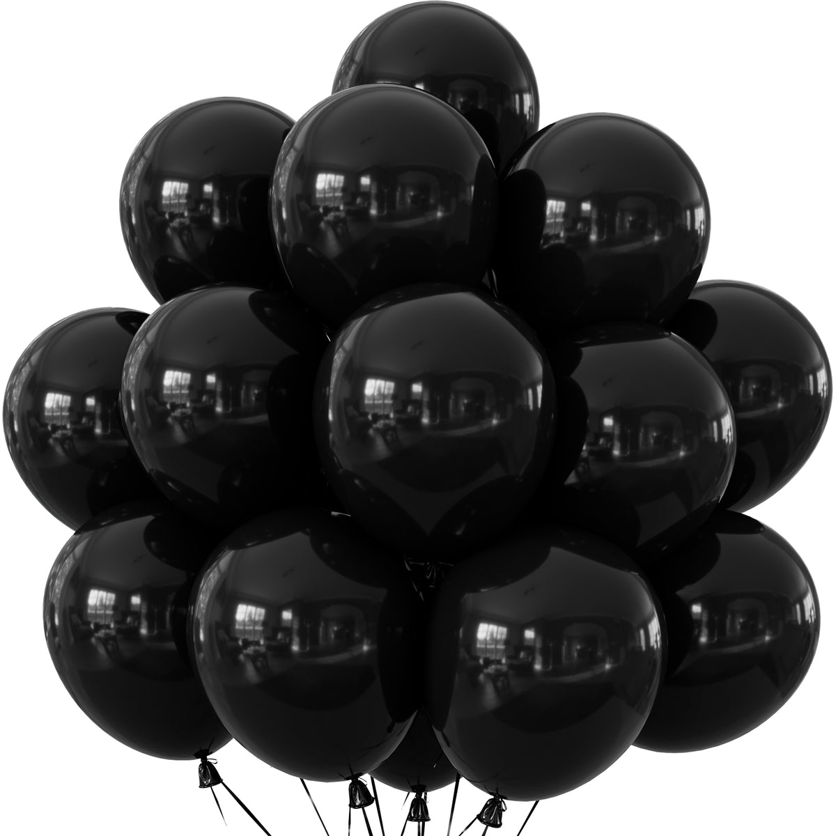 18 Inch Black Balloons, 24 Pcs Large Black Latex Balloon with Ribbon Giant Black Balloons for Birthday Decorations, Party Balloons for Halloween Wedding Anniversary Graduation Party Supplies