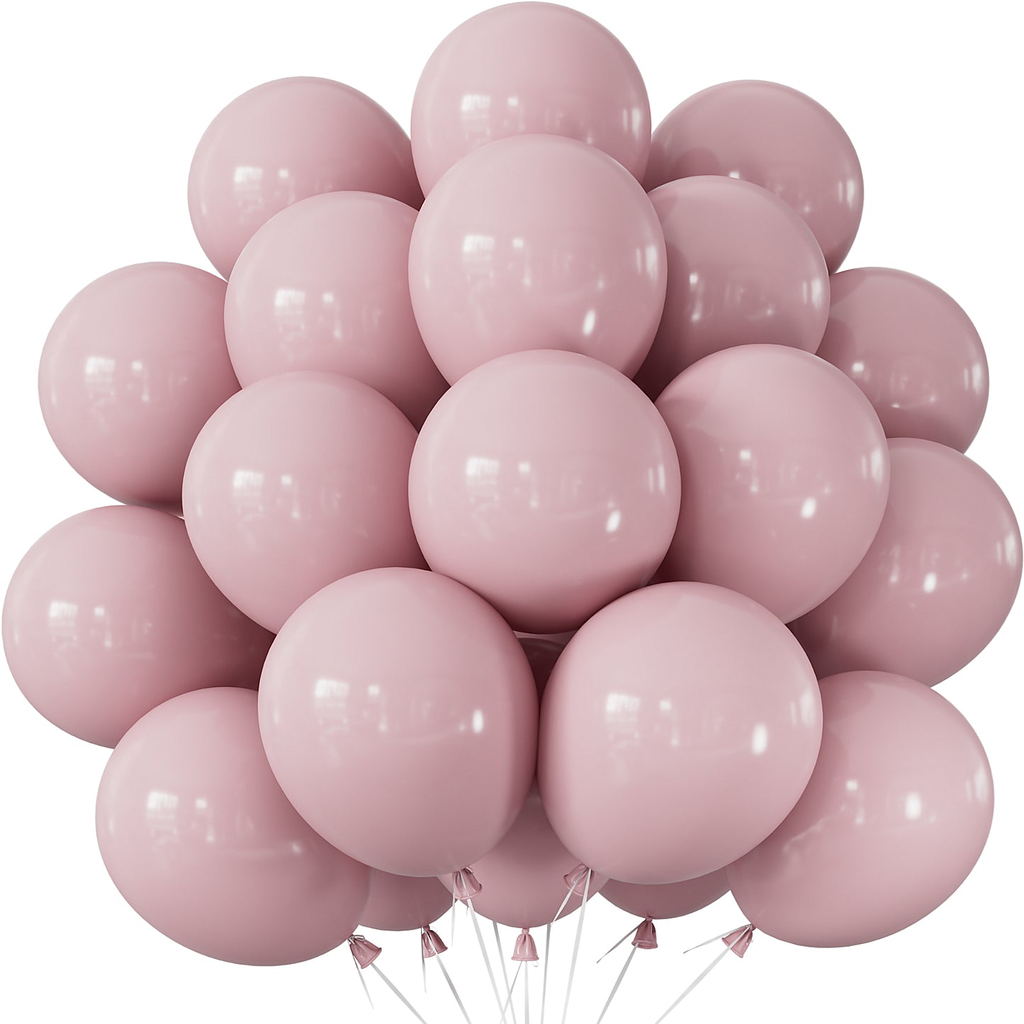 Adeyoo Dusty Pink Balloons - 50 Pcs 12 Inch Pink Balloons Round Blush Latex Balloon with Ribbons Shiny Party Balloon for Birthday Baby Shower Boho Anniversary Wedding Party Decorations