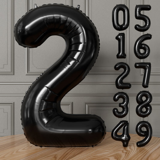 Adeyoo Black Number 2 Balloons – 40 Inch Giant Foil Number Balloon, Black Number Balloon for Men Women Boys Girls Birthday Graduation Anniversary Party Decorations