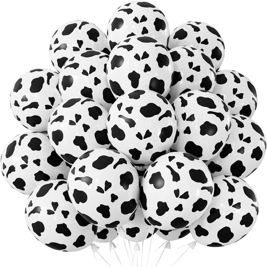 Adeyoo 50 PCS Cow Print Balloons - 12 Inch Cute Cow Balloons Inflatable Cowboy Balloon, Bright Party Balloon for Western Cowboy Cowgirl Farm Farmhouse Birthday Party Decorations