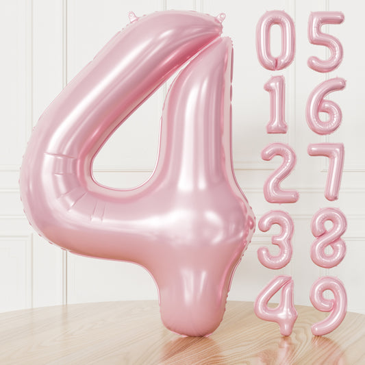 Adeyoo Pink Number 4 Balloons – 40 Inch Giant Foil Number Balloon, Light Pink Number Balloon for Girls Birthday, Baby Shower & Princess Theme Party Decorations