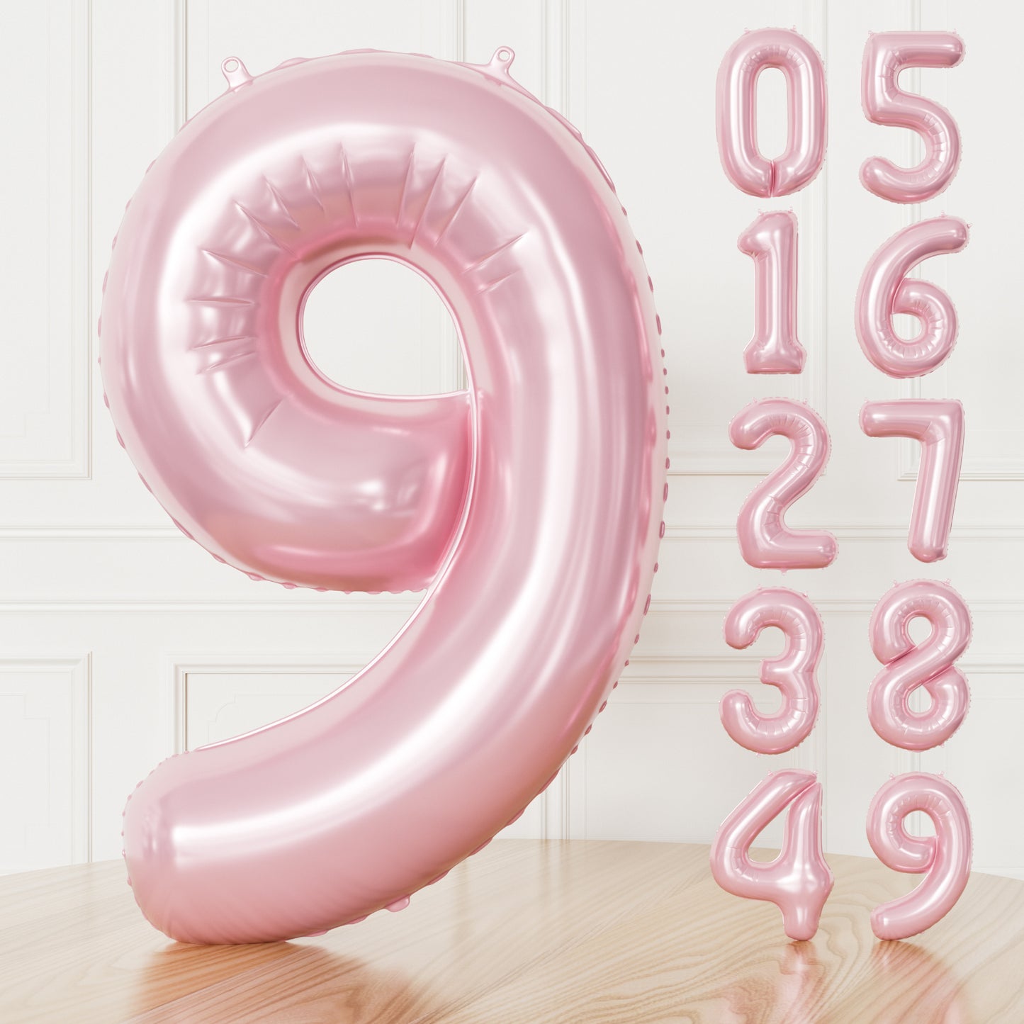 Adeyoo Number 9 Balloons - 40 Inch Pink Number Balloons Giant Light Pink balloon Big Foil balloon for Girls Baby Shower Birthday Princess Theme Party Decorations
