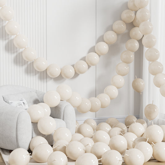 Sand White Linking Balloons, 100 Pcs 6 Inch Linking Latex Balloon, Ivory White Quick Link Balloons for Balloon Arch, Wall & Chain Decorations for Wedding, Birthday & Baby Shower Party