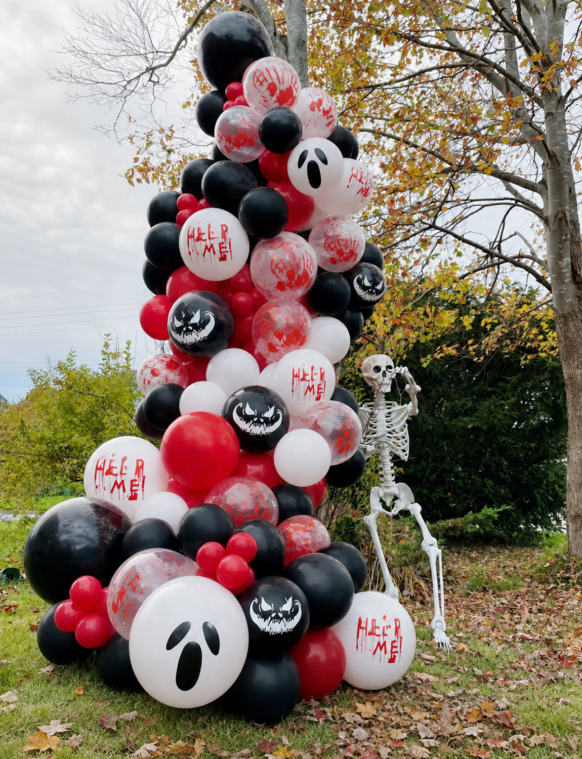 Halloween Balloons, Black Red Bloody Balloon for Halloween Decor 50 Pcs 12 Inch Halloween Latex Balloon, Bloody Handprint Ghost Print Balloon for Spooky Horror Haunted House Creepy Parties