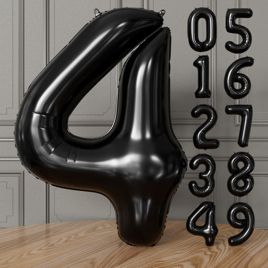 Adeyoo Black Number 4 Balloons – 40 Inch Giant Foil Number Balloon, Black Number Balloon for Men Women Boys Girls Birthday Graduation Anniversary Party Decorations