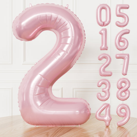 Adeyoo Pink Number 2 Balloons – 40 Inch Giant Foil Number Balloon, Light Pink Number Balloon for Girls Birthday, Baby Shower & Princess Theme Party Decorations