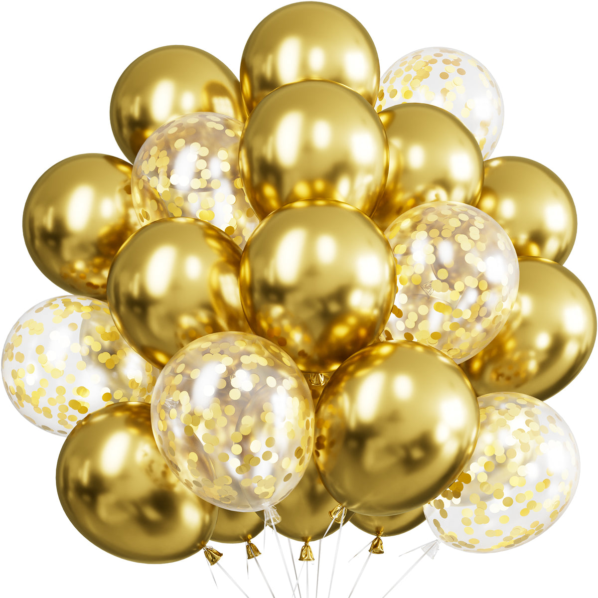 Gold Balloons - 12 Inch Metallic Gold & Confetti Balloons for Party 50Pcs Strong Thicken Metallic Gold Balloons with Gold Confetti Balloon for Birthday Wedding Christmas New Year Eve Engagement
