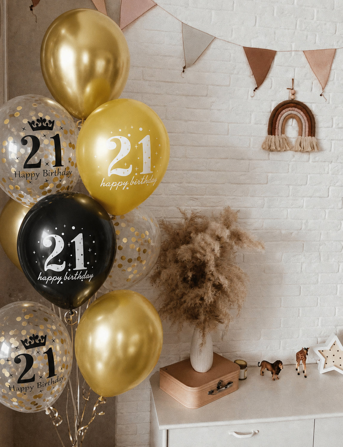 21st Birthday Balloons, 24 Pcs Black and Gold Balloons for Men Women 12Inch Black and Gold Balloons with Confetti balloons, Black and Gold 21st Birthday Decorations for Him & Her