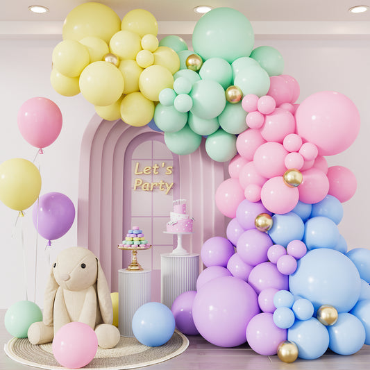 Adeyoo Pastel Rainbow Balloon Arch Kit Garland - Unicorn Balloon Arch 137Pcs Pastel Balloons Different Sizes Macaron Latex Balloons for Unicorn Birthday Baby Shower Wedding Ice Cream Party Decorations