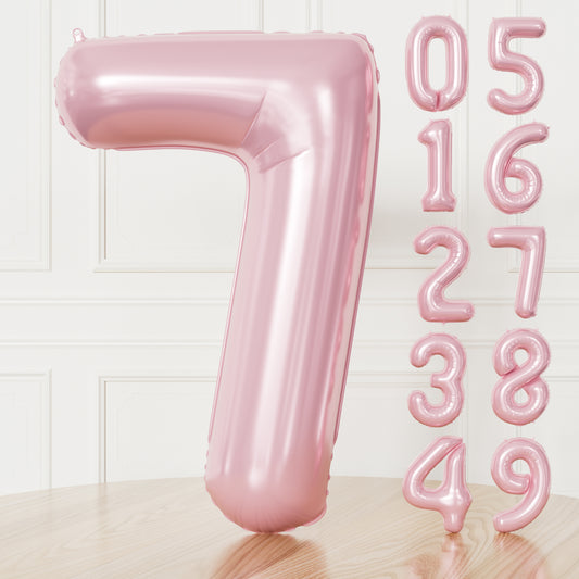 Adeyoo Pink Number 7 Balloons – 40 Inch Giant Foil Number Balloon, Light Pink Number Balloon for Girls Birthday, Baby Shower & Princess Theme Party Decorations