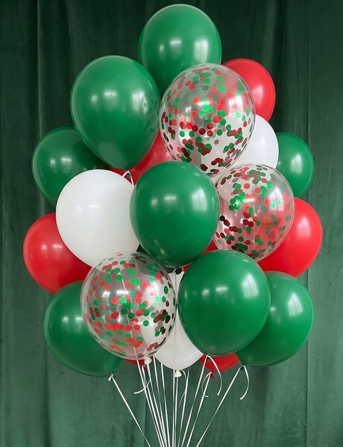 Christmas Balloons, 50 Pcs 12 Inch Red Green White Latex Balloons Christmas Latex Balloons, Red Green Confetti Balloon, Xmas Decorations for Christmas Winter Italian Themed Birthday Party