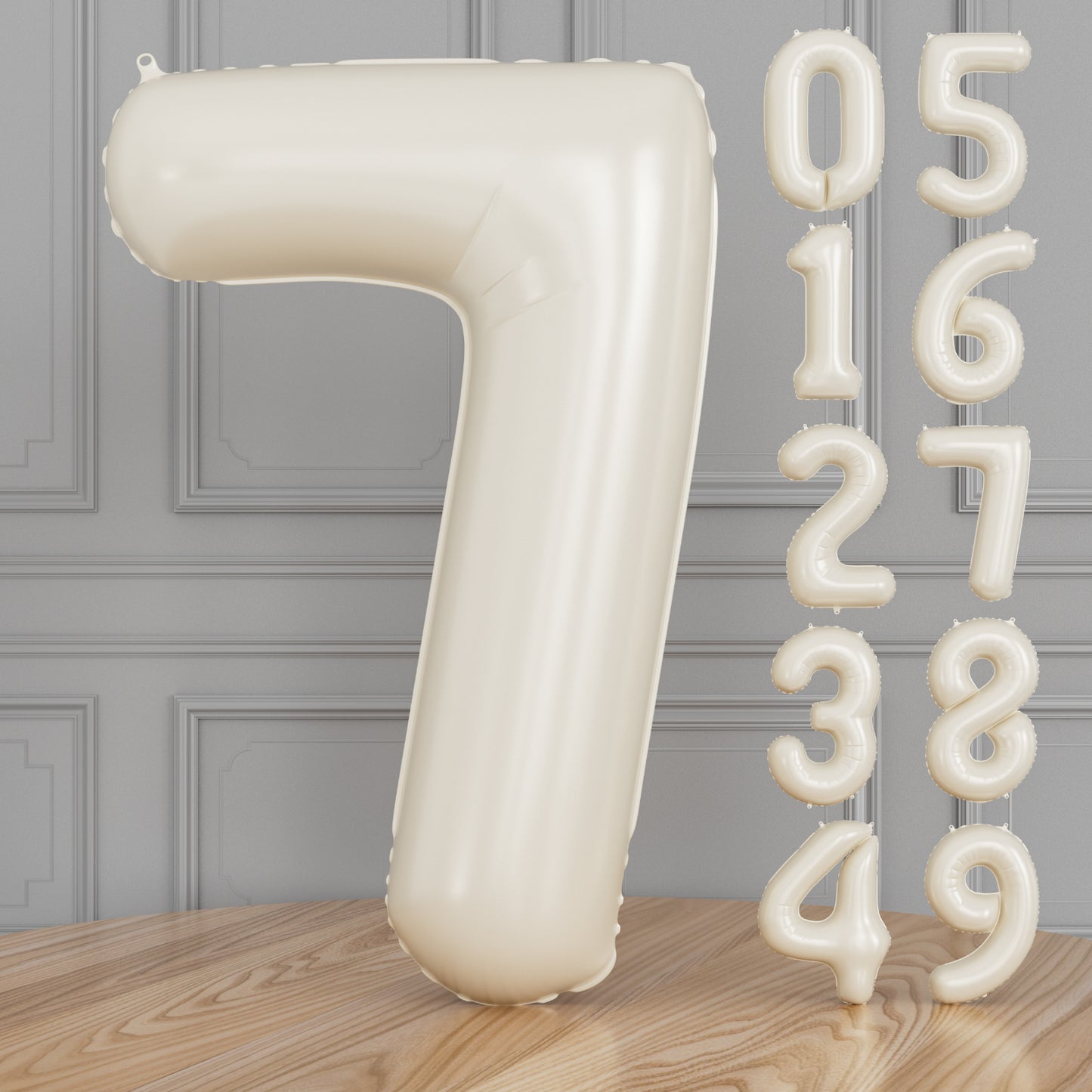 Adeyoo Cream Number 7 Balloons – 40 Inch Giant Foil Number Balloon, Light Cream Number Balloon for Birthday Anniversary Baby Shower Party Decorations