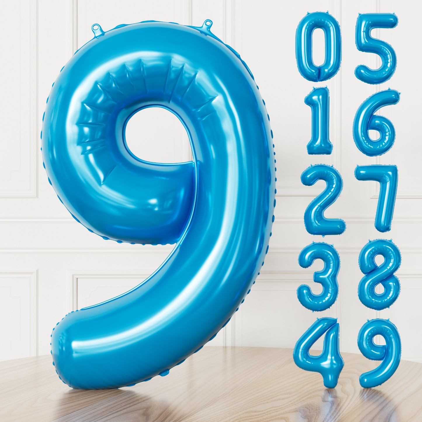 Adeyoo 40 Inch Blue Number 9 Balloon - 9th Birthday Balloons for Boys, Self Inflating Foil Number Balloons 0-9 for Men Birthday Anniversary Graduation Party Decorations, Photo Shoot Supplies