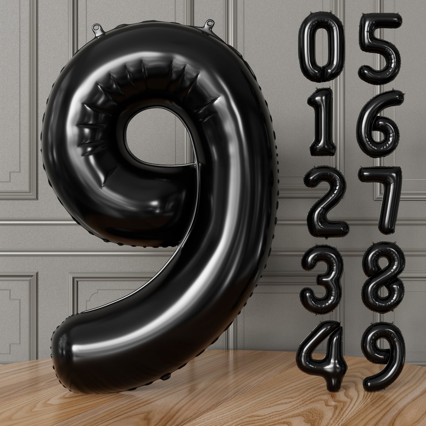 Adeyoo Number 9 Balloons - 40 Inch Black Number Balloons Giant Black balloon Big Foil balloon for Men Women Boys Girls Birthday Graduation Anniversary Party Decorations