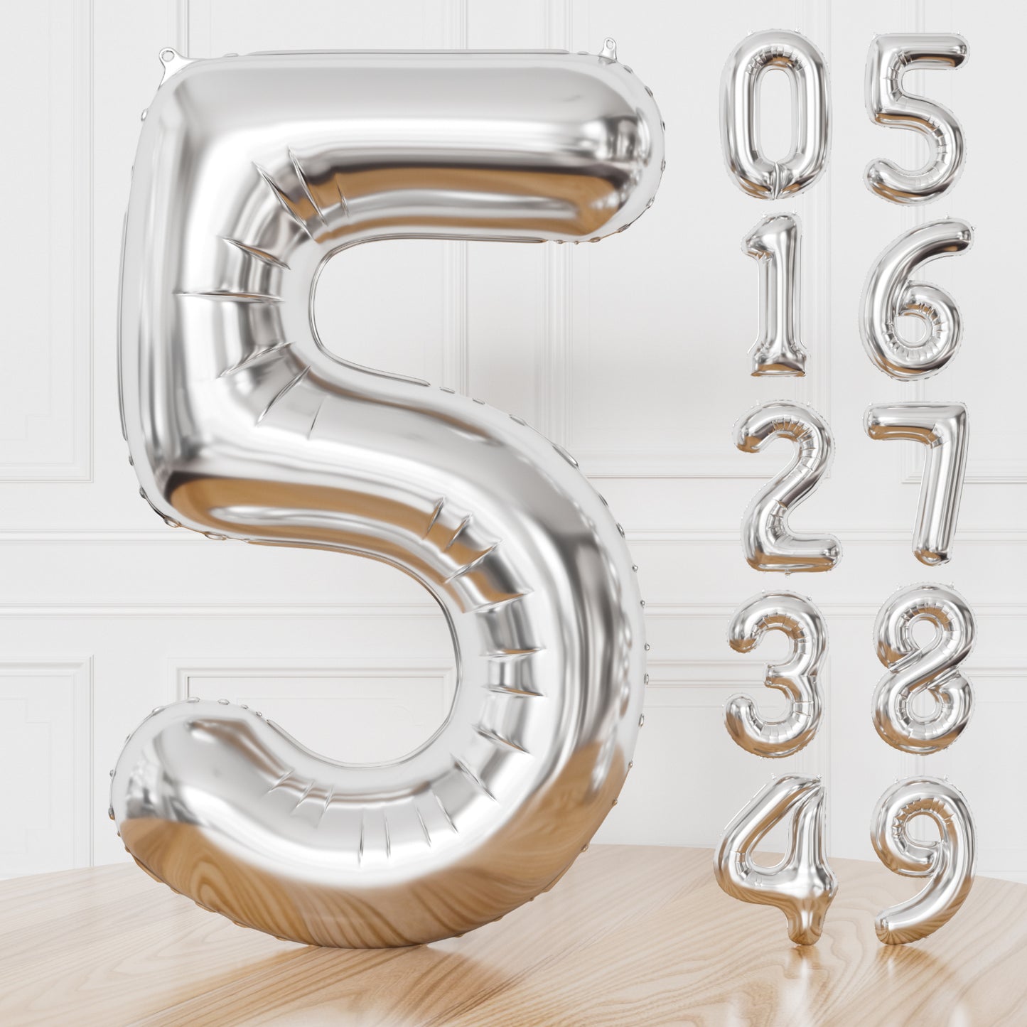 Silver Number 5 Balloon – 40 Inch Giant Foil Number Balloon, Silver Number Balloons for Men Women Boys Girls Birthday Graduation Anniversary Party Decorations