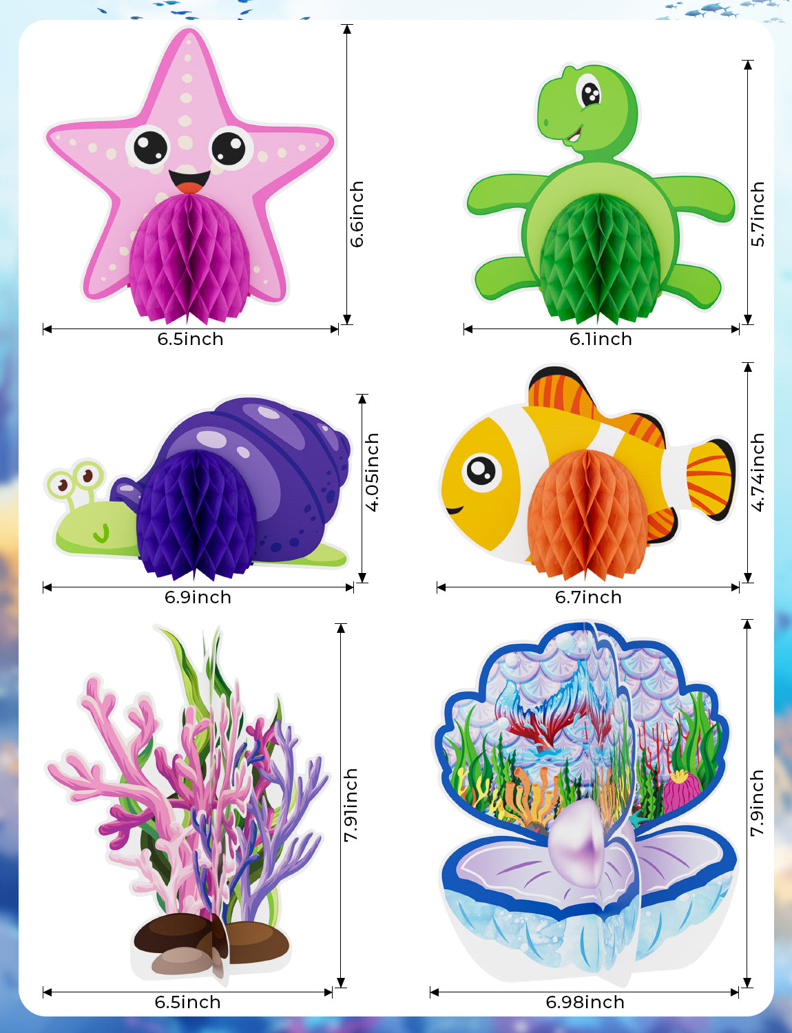 12Pcs Under The Sea Honeycomb Centerpieces Fish Sea Animal Centerpieces for Table Ocean Themed Beach Table Decorations for Baby Shower Sea Creatures Theme Birthday Party Supplies