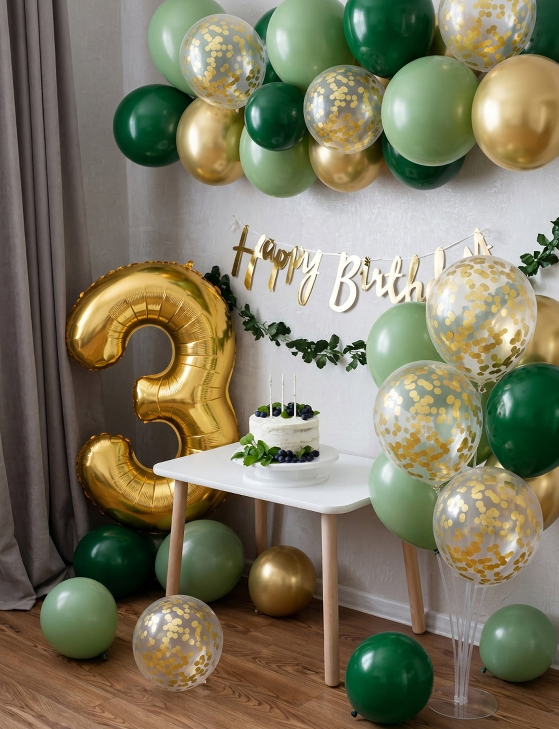 Green and Gold Balloons, 50 Pcs 12 Inch Sage Green and Gold Balloons Sage Green Gold Latex Balloons, Confetti Balloons for Jungle Theme Birthday Christmas Baby Shower Wedding Party Decorations