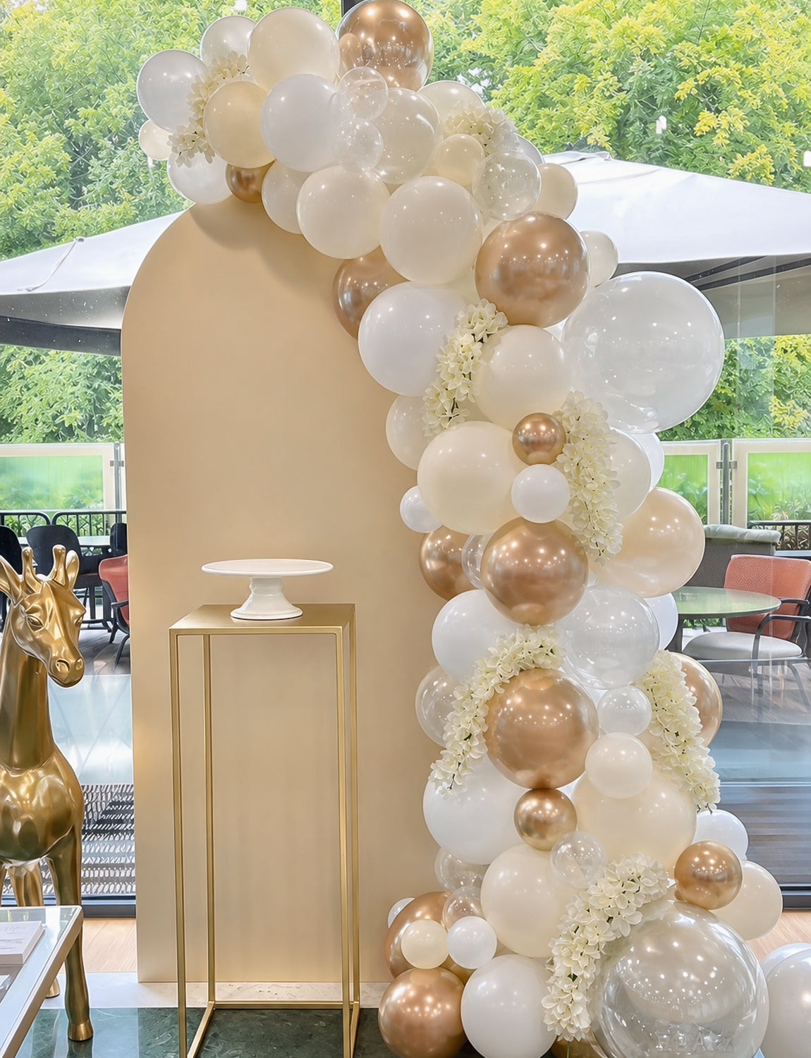 White and Gold Balloons, 50 Pcs 12 Inch Wedding Balloons Metallic Gold and Beige Balloons, Clear balloons, Nude Balloon, Engagement Balloons for Boho Wedding Bridal Anniversary party
