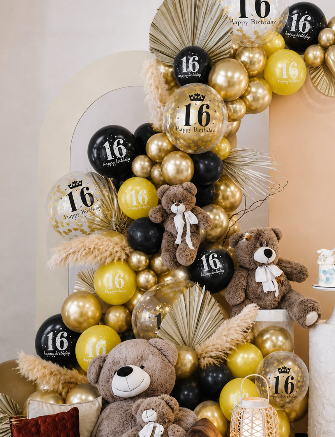 16th Birthday Balloons, 24 Pcs Black and Gold Balloons for Men Women 12Inch Black and Gold Balloons with Confetti balloons, Black and Gold 16th Birthday Decorations for Him & Her