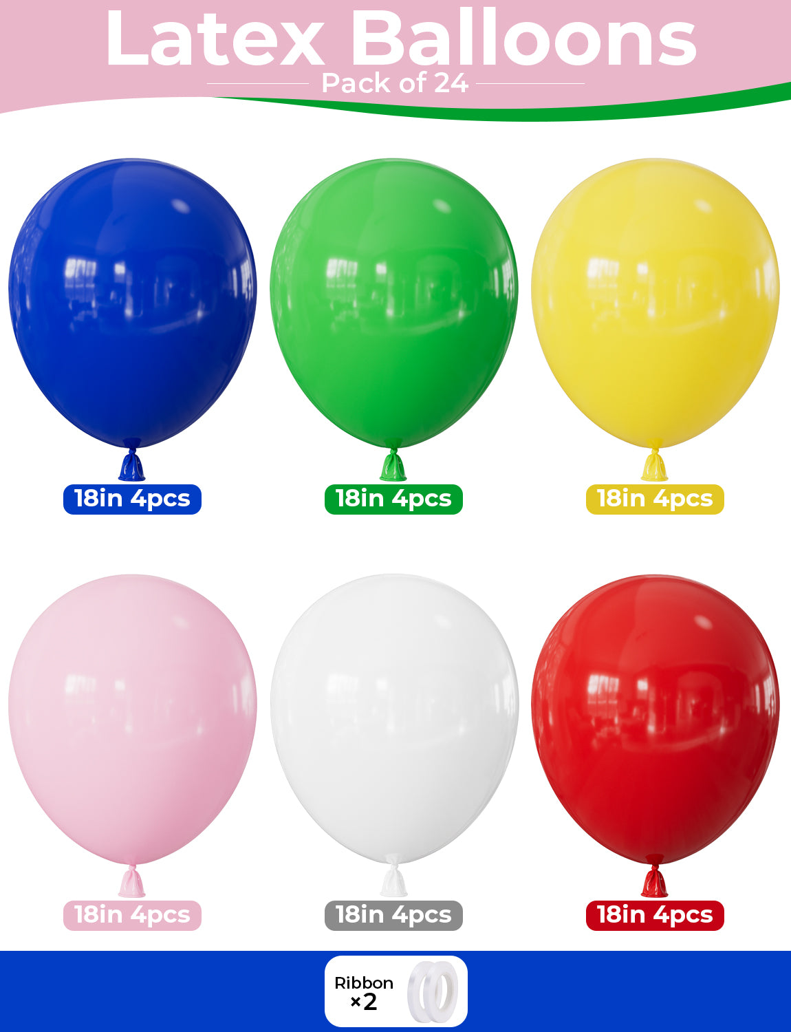 18 Inch Rainbow Balloons, 24 Pcs Large Colourful Balloon, 12 Colours Giant Multicoloured Balloons for Rainbow Birthday Decorations, Party Balloons for Birthday Wedding Easter Baby Shower Parties
