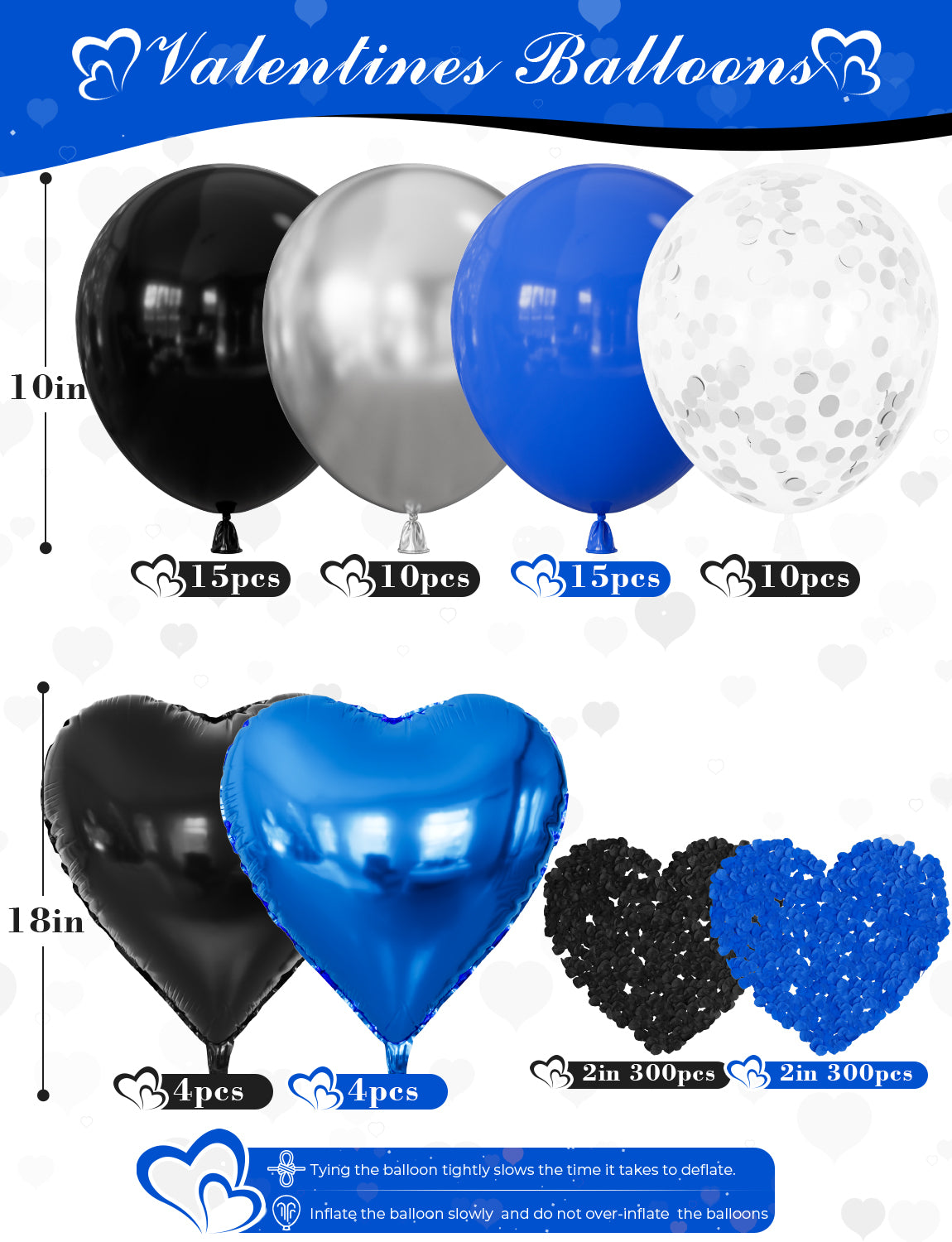 Blue and Black Proposal Decorations Kit - I Love You Balloons with Blue Black Silver Latex Confetti Balloons Heart Foil Balloons, 600Pcs Rose Petals Romantic Decoration Kit for Him/Her