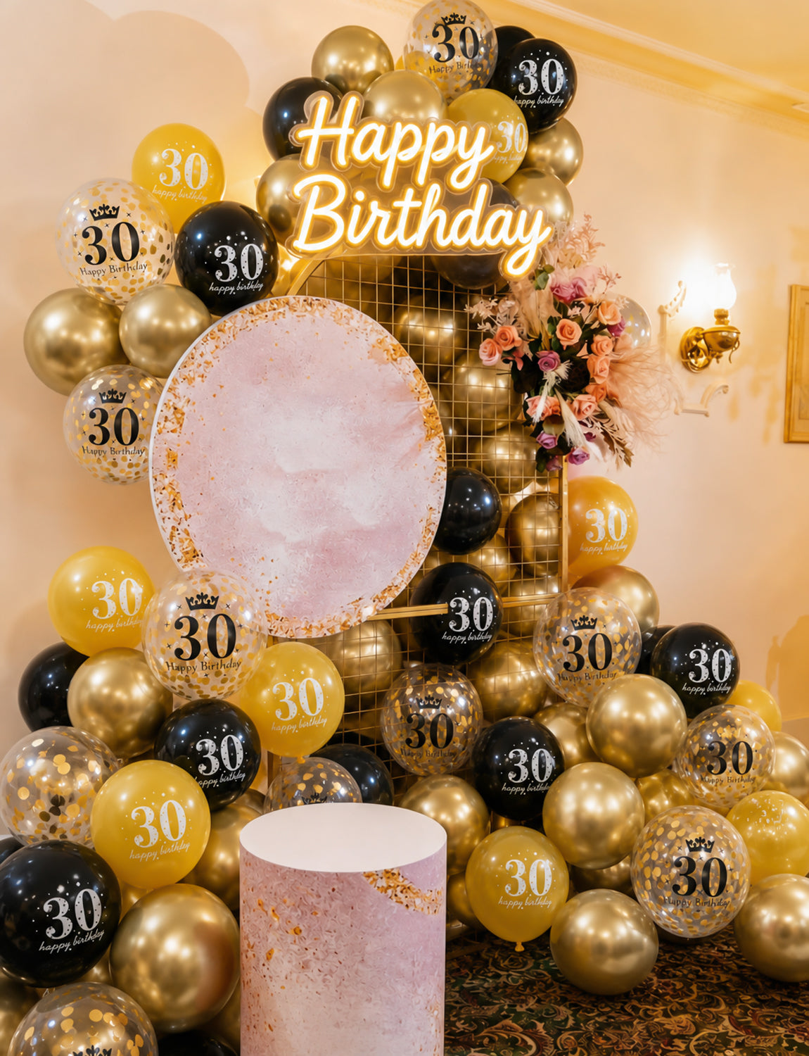 30th Birthday Balloons, 24 Pcs Black and Gold Balloons for Men Women 12Inch Black and Gold Balloons with Confetti balloons, Black and Gold 30th Birthday Decorations for Him & Her
