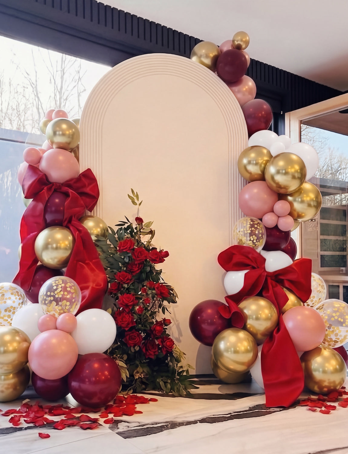 Burgundy Balloon Garland Arch Kit, 139 Pcs Maroon Rose Gold Balloon Burgundy and Gold Balloons, Rose Gold Balloons, Confetti Balloons for Fall Wedding Anniversary Birthday Party Decorations