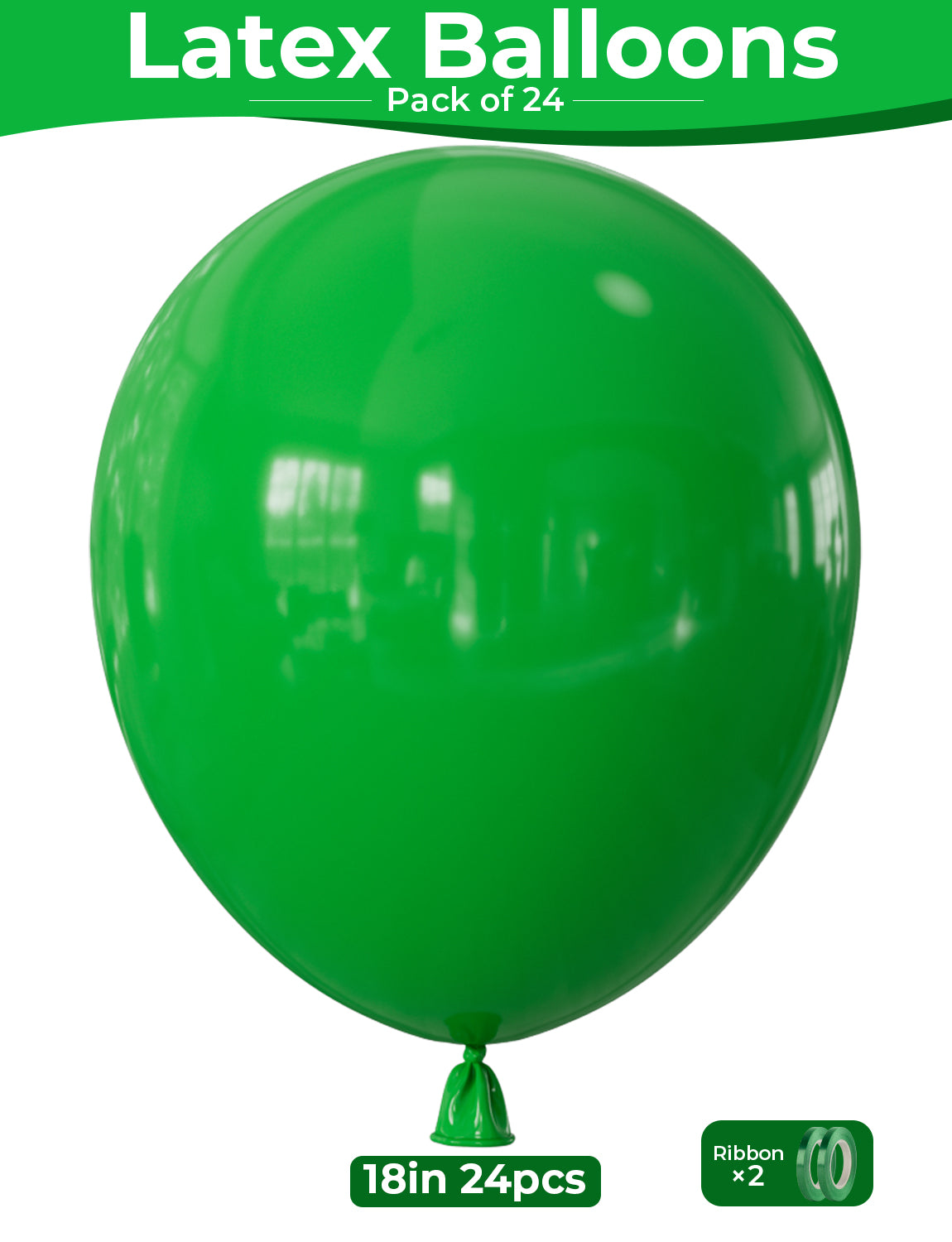 18Inch Green Balloons, 24 Pcs Green Latex Balloon for Birthday Decor Large Birthday Balloons for Green Birthday Decorations, Party Balloons for Jungle Christmas Wedding Anniversary Graduation