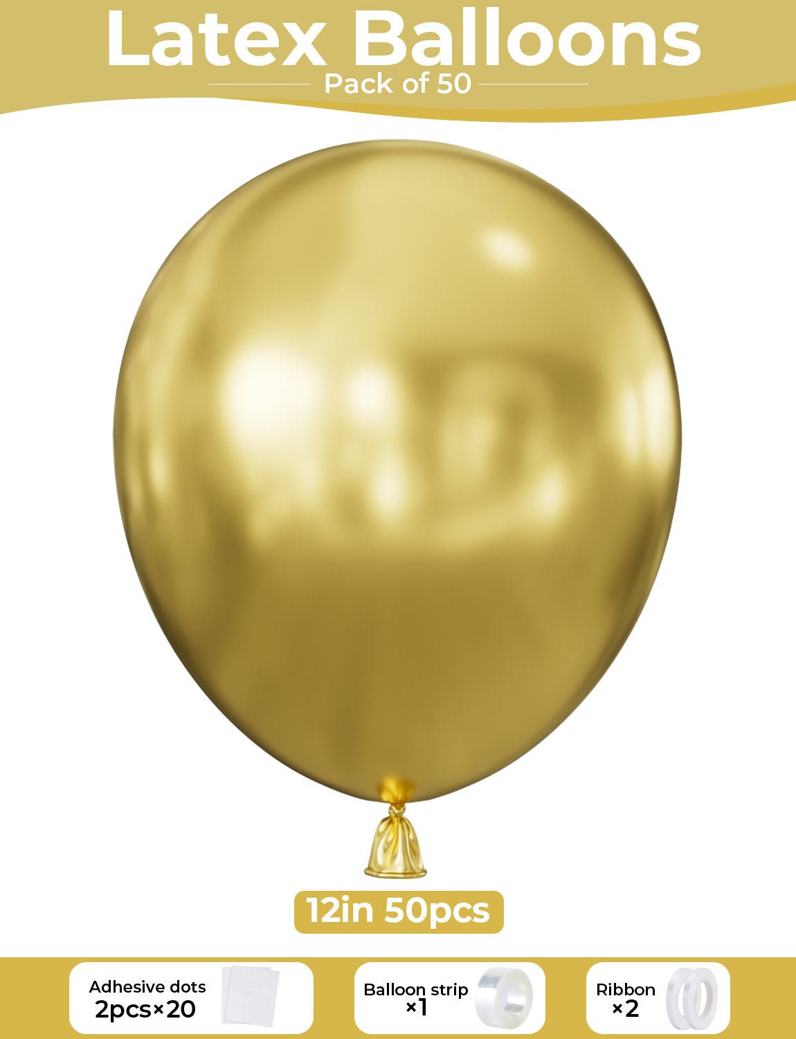 Gold Balloons - 12 Inch Metallic Gold Balloons for Party Decorations 50Pcs Strong Thicken Metallic Gold Balloons Round Latex Balloons for Birthday Wedding Christmas New Year Eve Engagement