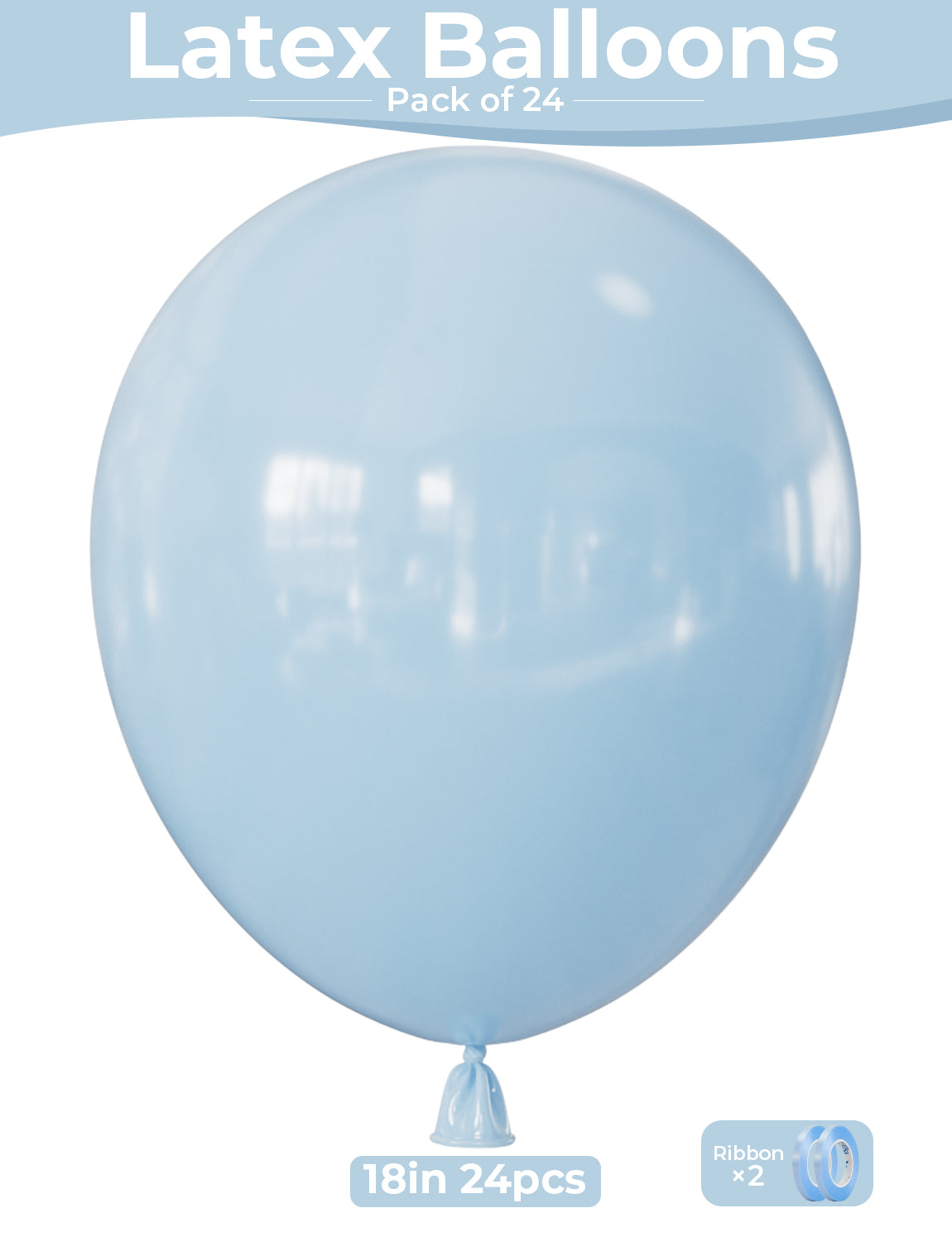 Baby Blue Balloons, 24 Pcs 18 Inch Blue Balloons for Birthday Decor Large Birthday Balloons for Blue Birthday Decorations, Light Blue Balloons for Boys Birthday Party Wedding Engagement Easter