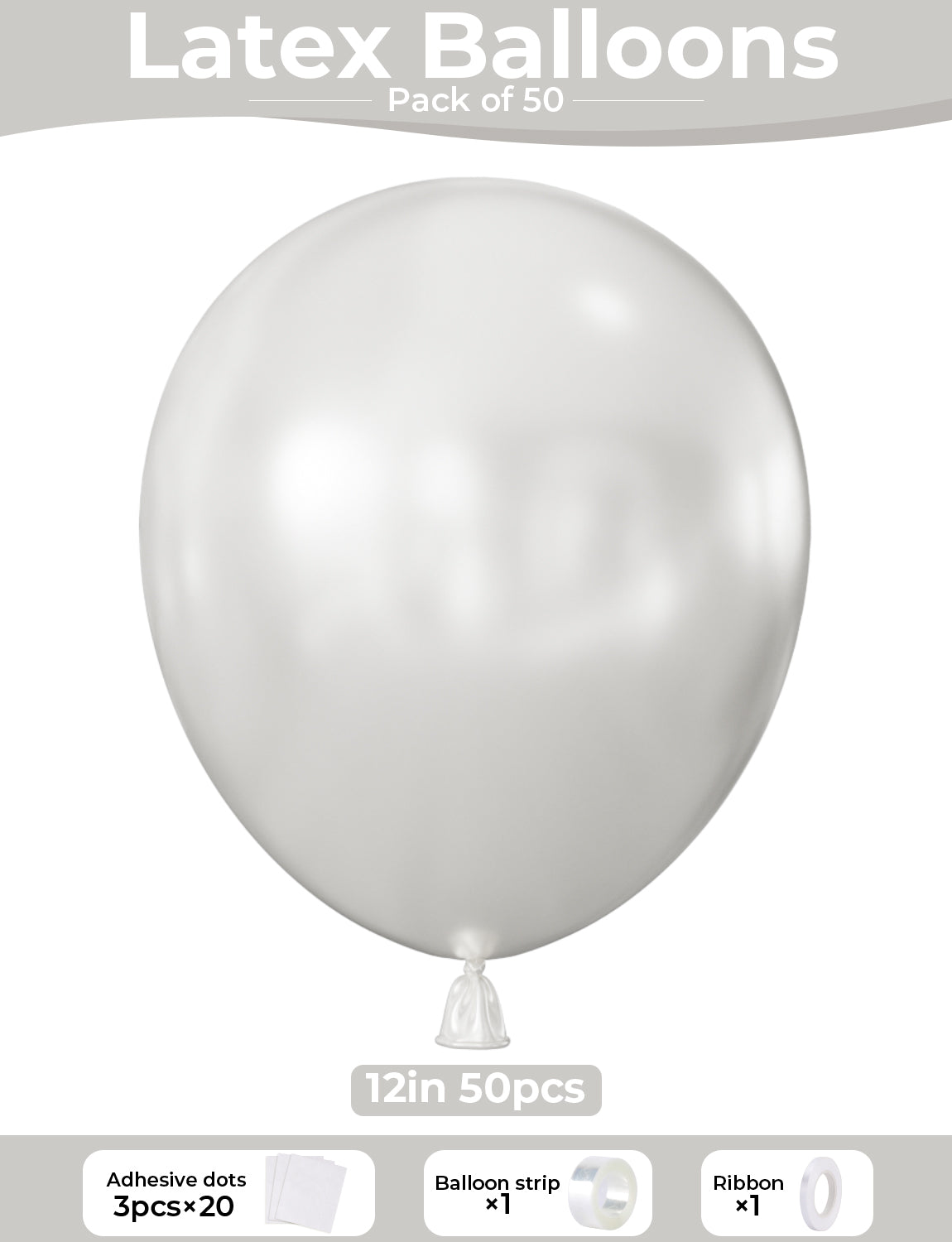 Adeyoo Pearl White Balloons 12 inch, 50pcs White Latex Balloons Round Party Balloon for Wedding, Engagement, Baby Shower, Birthday Party Decorations